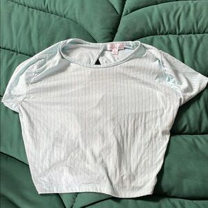 White Ribbed Crop Top with Short Sleeves